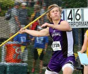 Connor McMullen got his first state medal in the javelin Friday in Wichita with a throw of 164-02 and finished eighth.