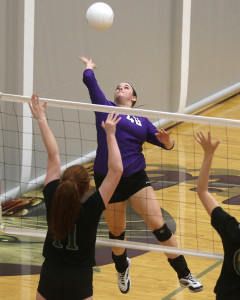 Olivia Bradley goes up for a kill Tuesday during the Lady Cats' match with Blue Valley Southwest.
