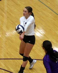 Libero Makenzie Kallevig passes the ball off to a teammate Tuesday against Spring Hill.