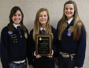 (From left) Megan Roy, Gracie Key and Morgan Strumillo pose with their National FFA Gold Team Award in Nursery and Landscape. 