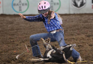 Goat tying is one of two events Lakin Cunningham will compete in at the National Junior High Rodeo Finals.